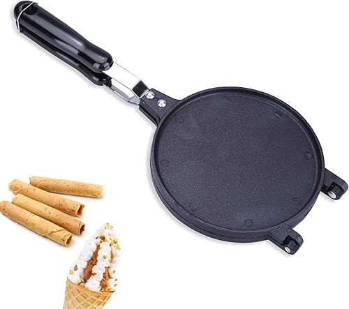 Acogedor Máquina para hacer panqueques de gofres, placa de rollo de huevo antiadherente, máquina de cono de helado para hacer helado casero DIY