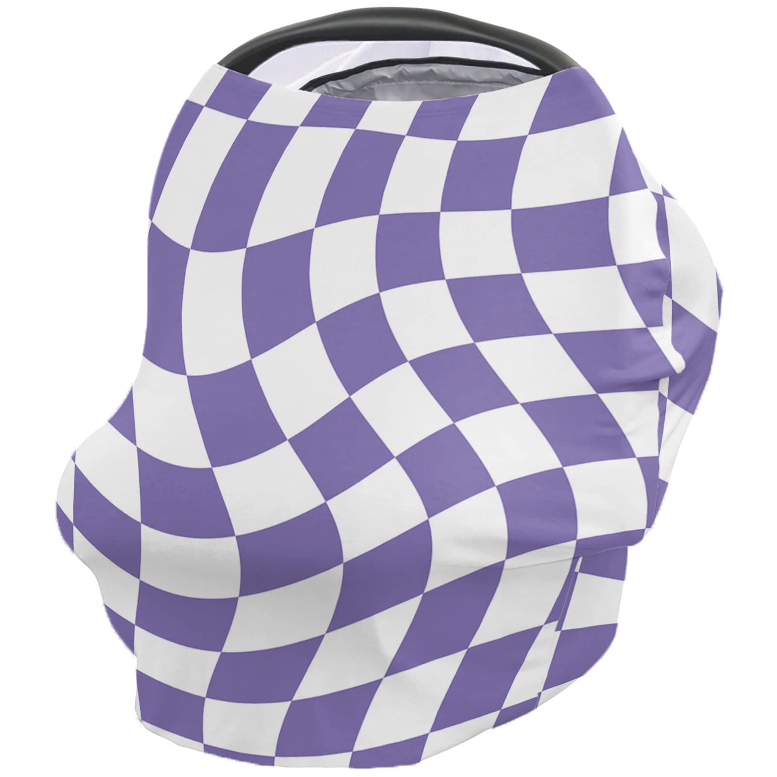 Nursing Cover for Breastfeeding Scarf, Graphics Deformations Purple Colored Blocks Baby Car Covers Super Soft Multi Use for Canopy Shopping Cart Cover Blanket Stroller Cover