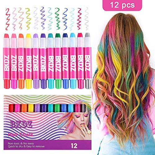 Hair Chalk Color Set for Girls Kids Christmas Birthday Gifts 12 Colors Temporary Non Toxic Portable Hair Chalk Pens For Party and Cosplay DIY Present Washable Hair Color Safe For Kids And Teen