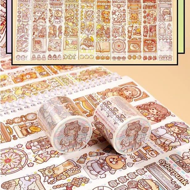 Miniatura 2 de Cintas adhesivas decorativas pequeñas Mochi Washi Tape ideal para suministros de diario de viñetas, artes, álbumes de recortes, manualidades de