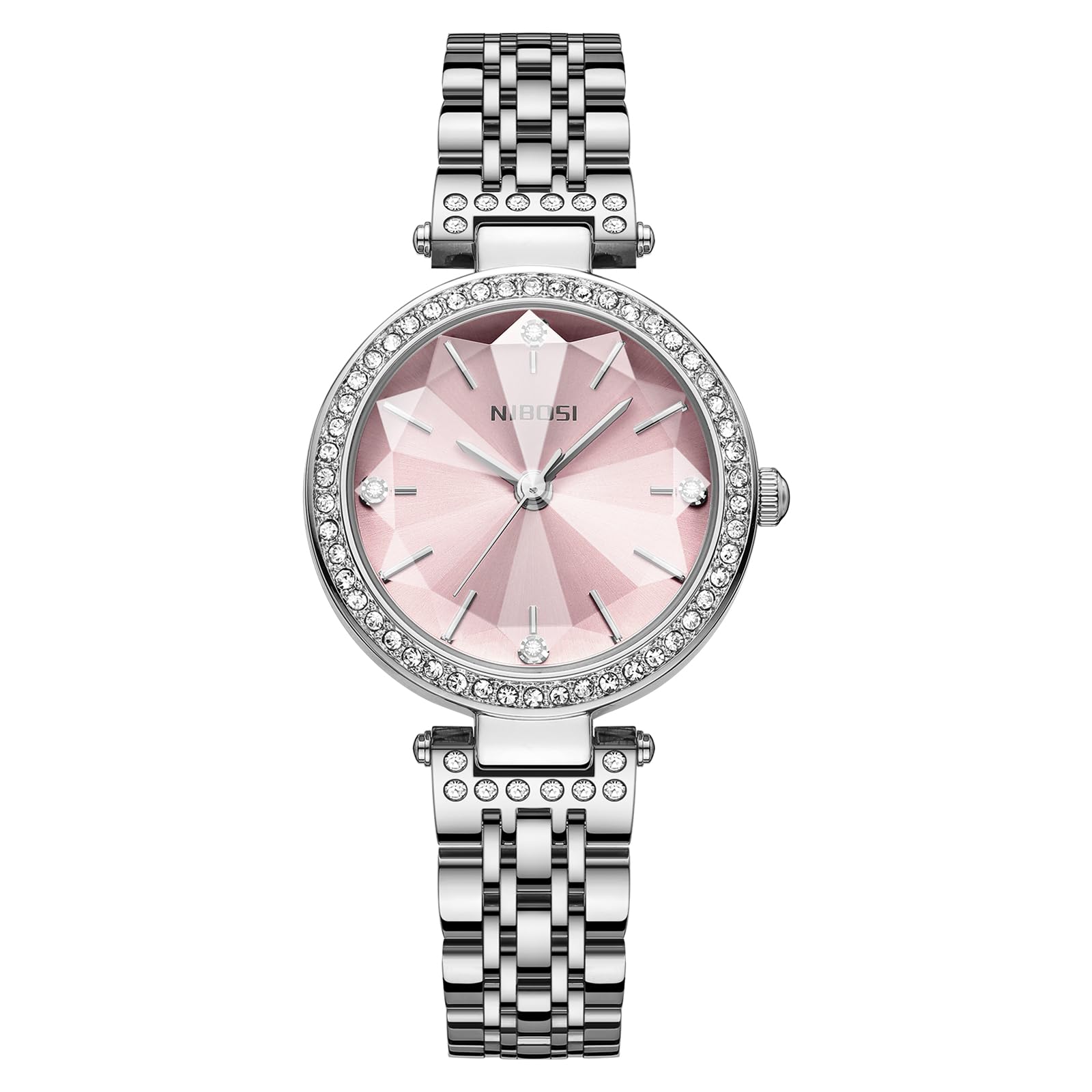 NIBOSI Women's Watches Analog Quartz Ladies Wrist Watch Dainty Silver Pink Minimalist Vintage Luxury Diamond Stainless Steel Strap Designer Dress Watches for Women Small Wrists
