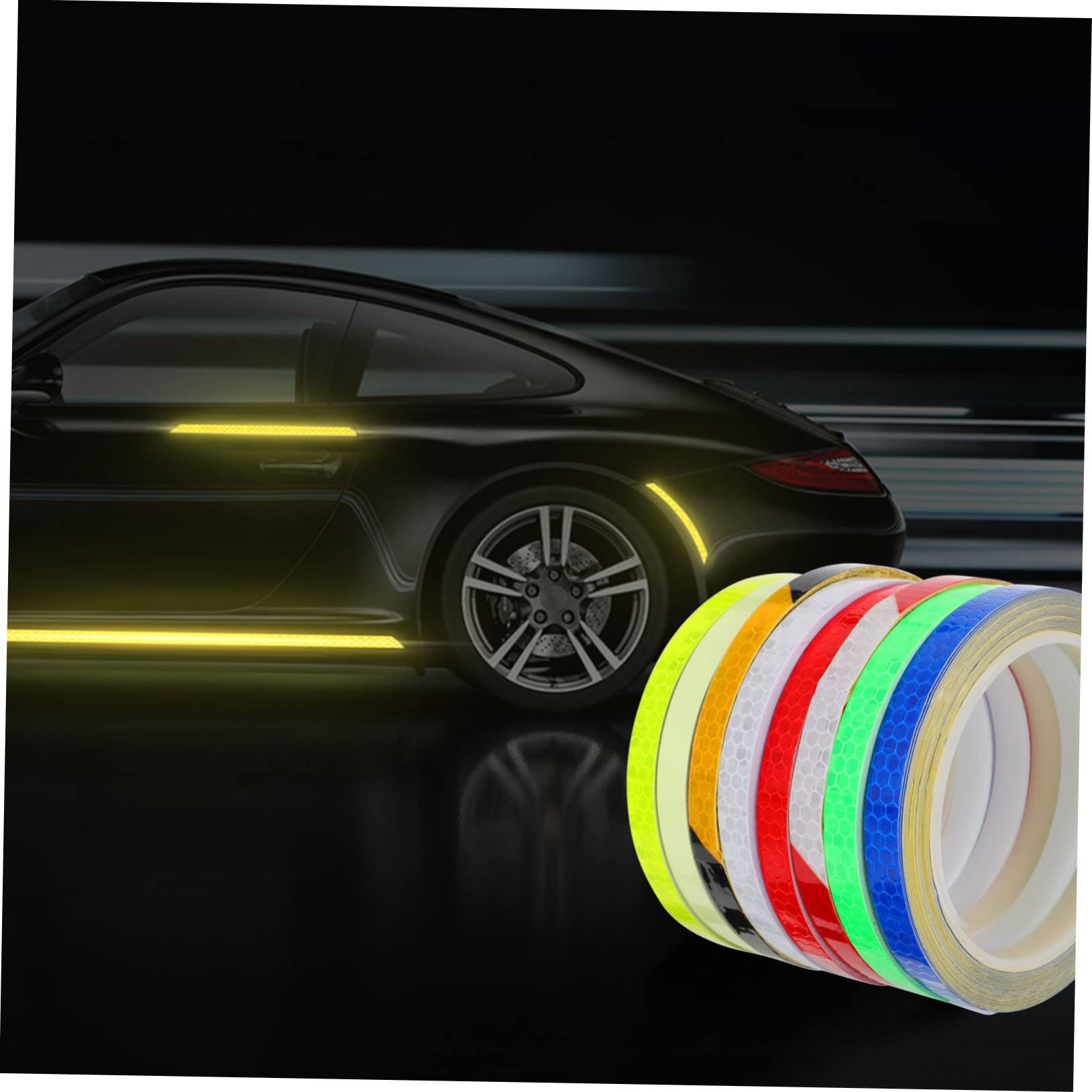 POPETPOP 8rolls Night Reflective Stickers of Decals for High Visibility Reflectors Easy to Apply Multi-Color Warning Stickers for Night Riding and Safety