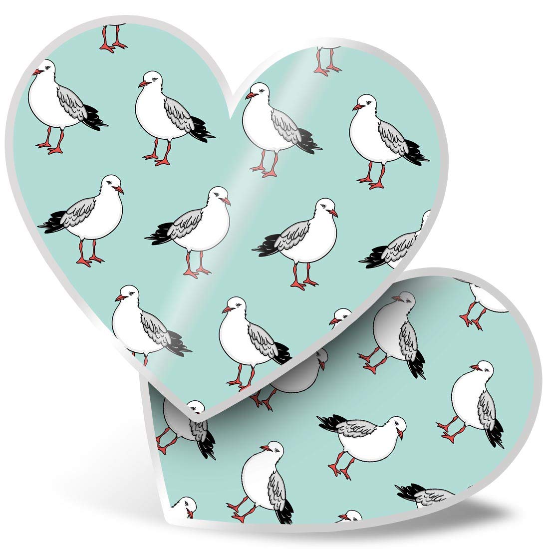 2 x Heart Stickers 15 cm - Seagull Bird Pattern Gull Seaside Laptop Tablet Luggage Scrapbook #46287