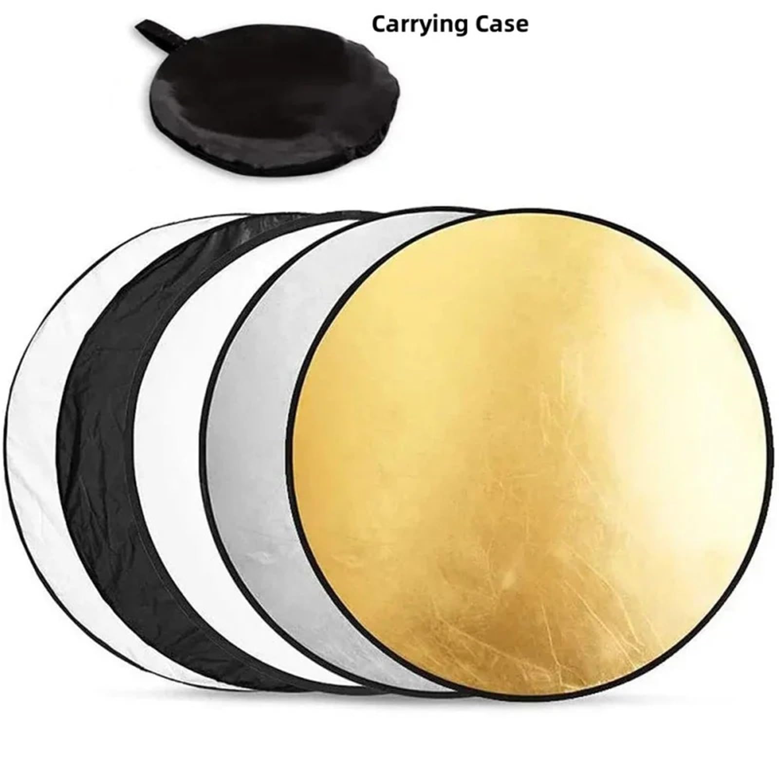 Reflector RF01 de 24 Pulgadas, 5 en 1, 30 cm, 60, 80 y 110, Plateado, Blanco Dorado, portátil, Plegable, luz, Redondo, for fotografía Estudio(5in1-60CM)