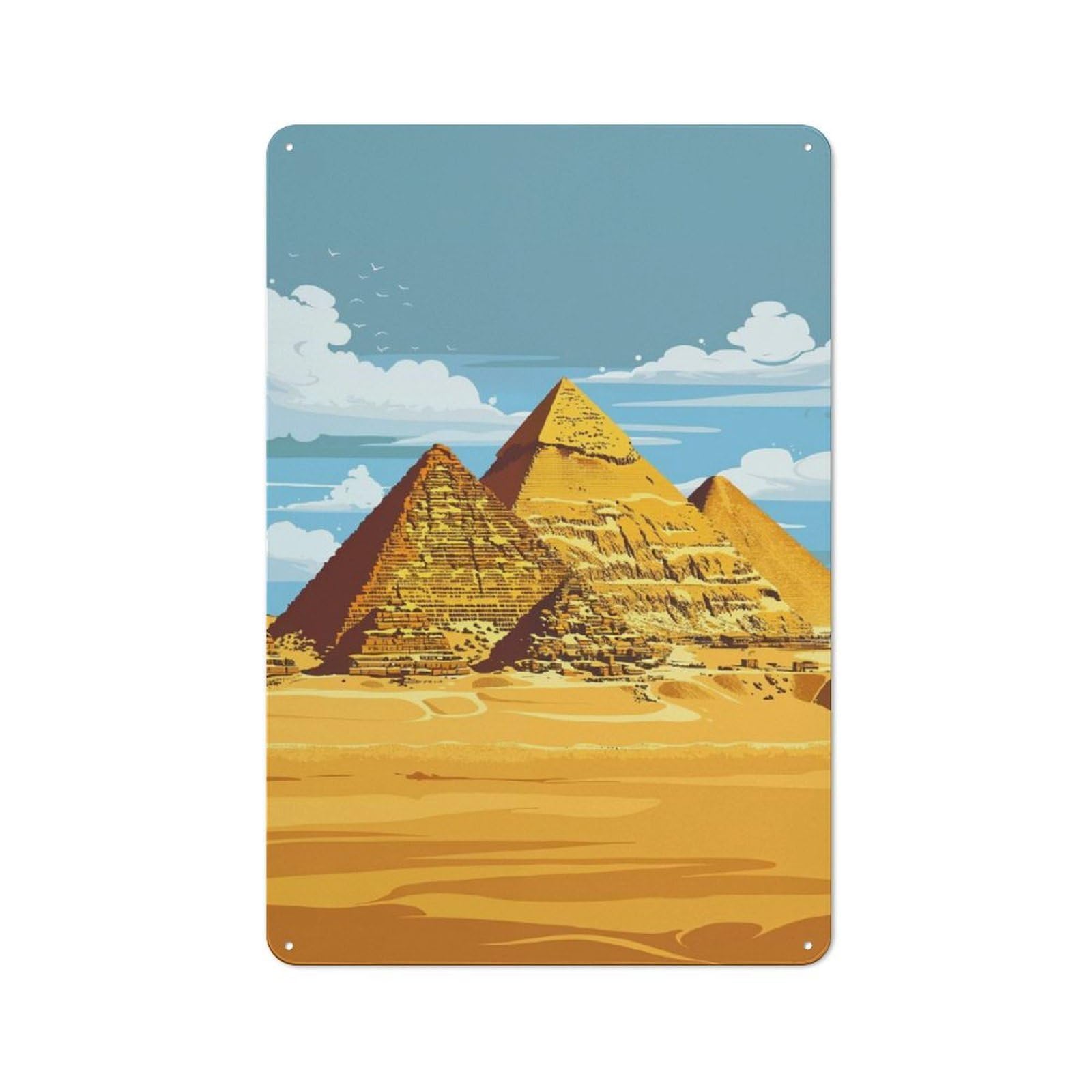 Junmoney Pyramids Of Giza Retro Metal Wall Sign 30X20cm Featuring For Hallway Wall, For Garage, Workshop And Man Cave Decoration