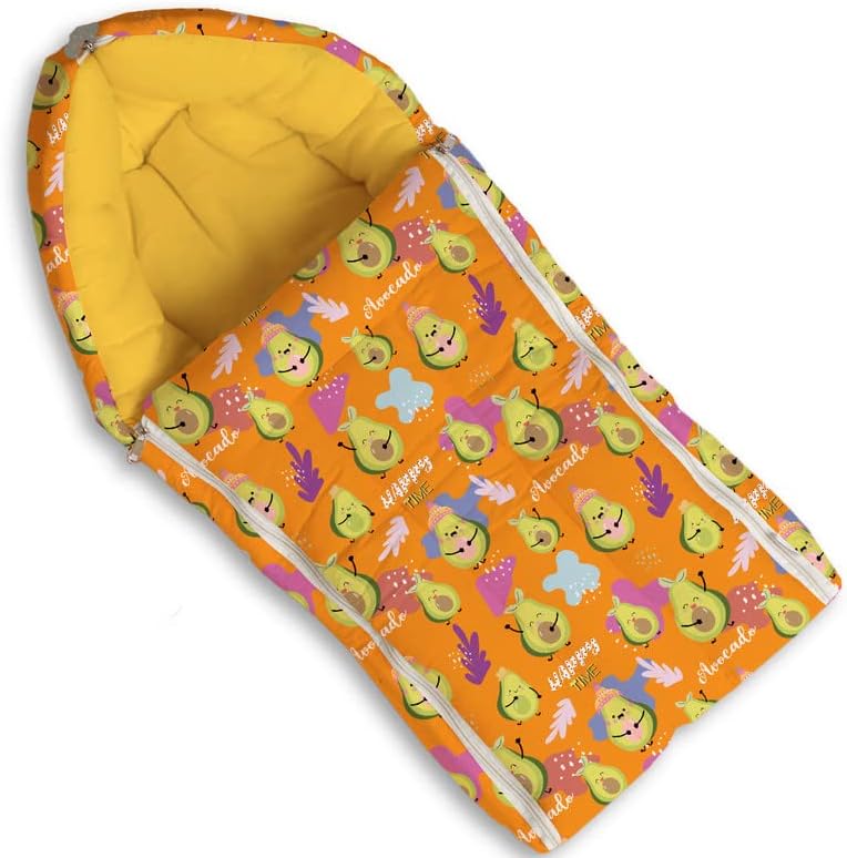 Peach CuddlePeach Cuddle Warm Baby Sleeping Bag (Pack of 1, 0M-6M, Avocado) Cute Baby Bedding for New Born & Infant, Carry Nest, Velvet Sleeping Bag, Baby Carrying Bag, Unisex Baby Sleeping Bed.