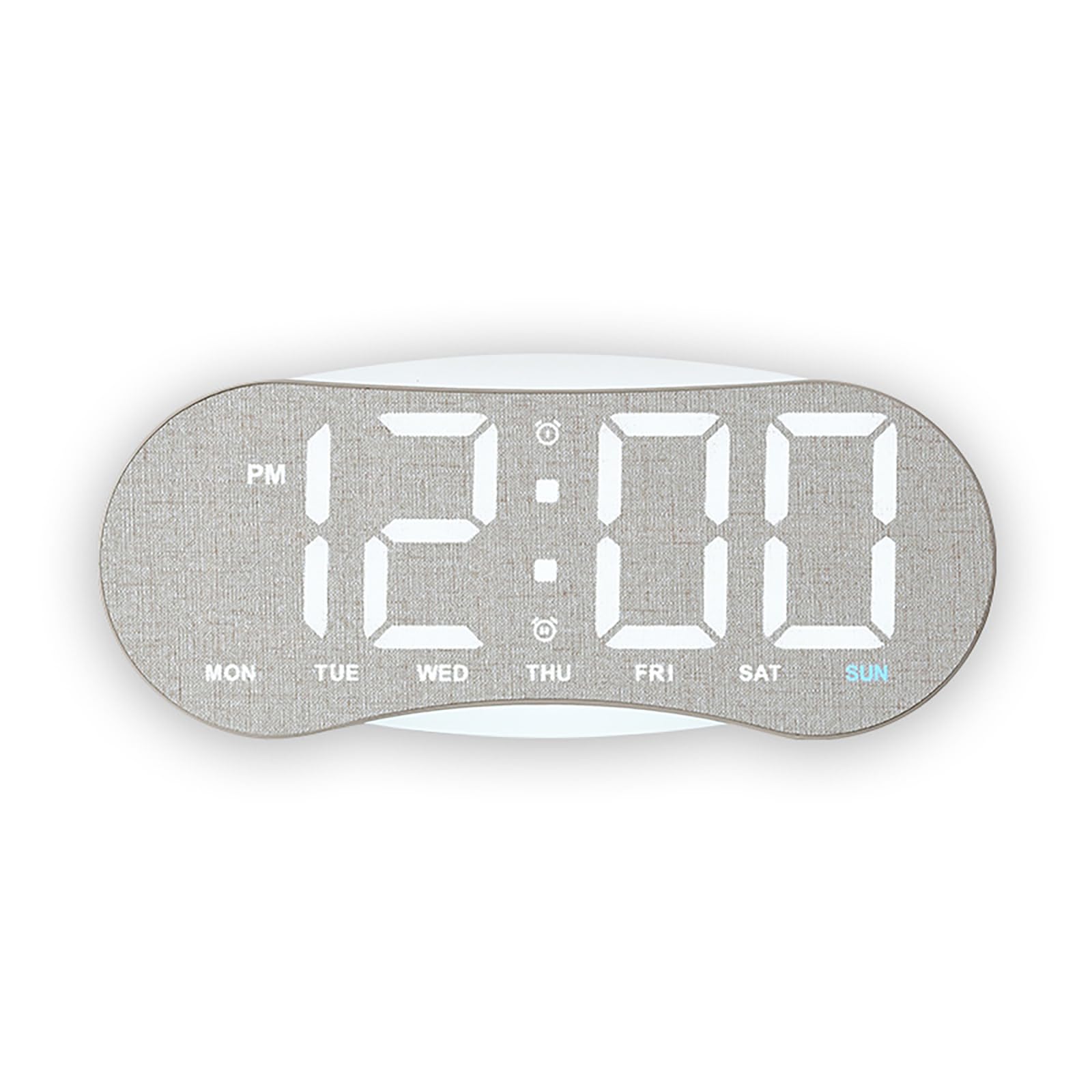 Tsynapter Gray B Cloth Pattern Digital Wall Clock Digital Alarm Clock With Temperature, Dimmer, Date Desk Clocks For Offices Living Room Bedroom Decors Wall Battery Operated