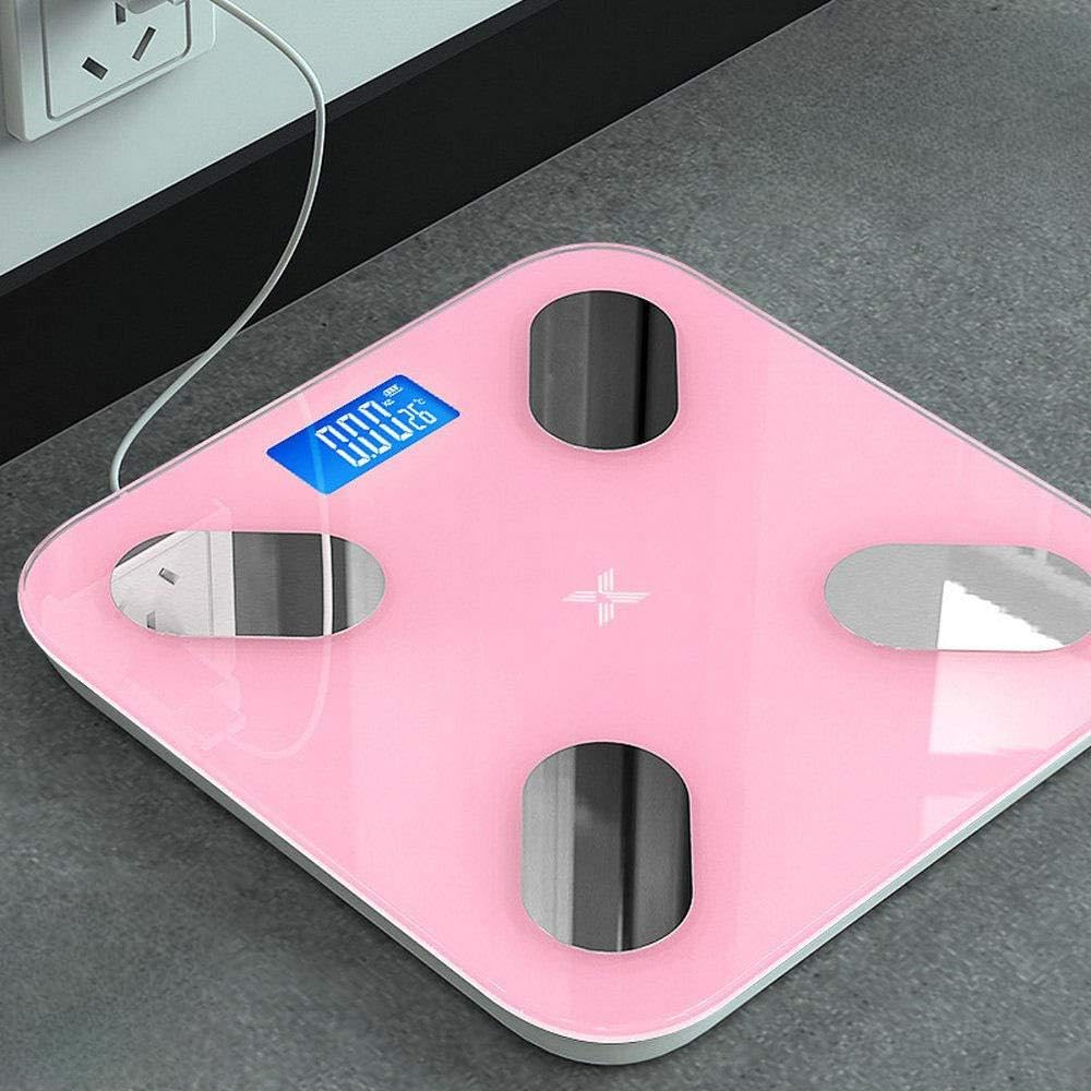 bascula Tanita bascula balanza baño de Cocina Grasa Corporal composición Alta precisión Bluetooth balanza Precision báscula baño vasculas de Peso-Carga USB Rosa