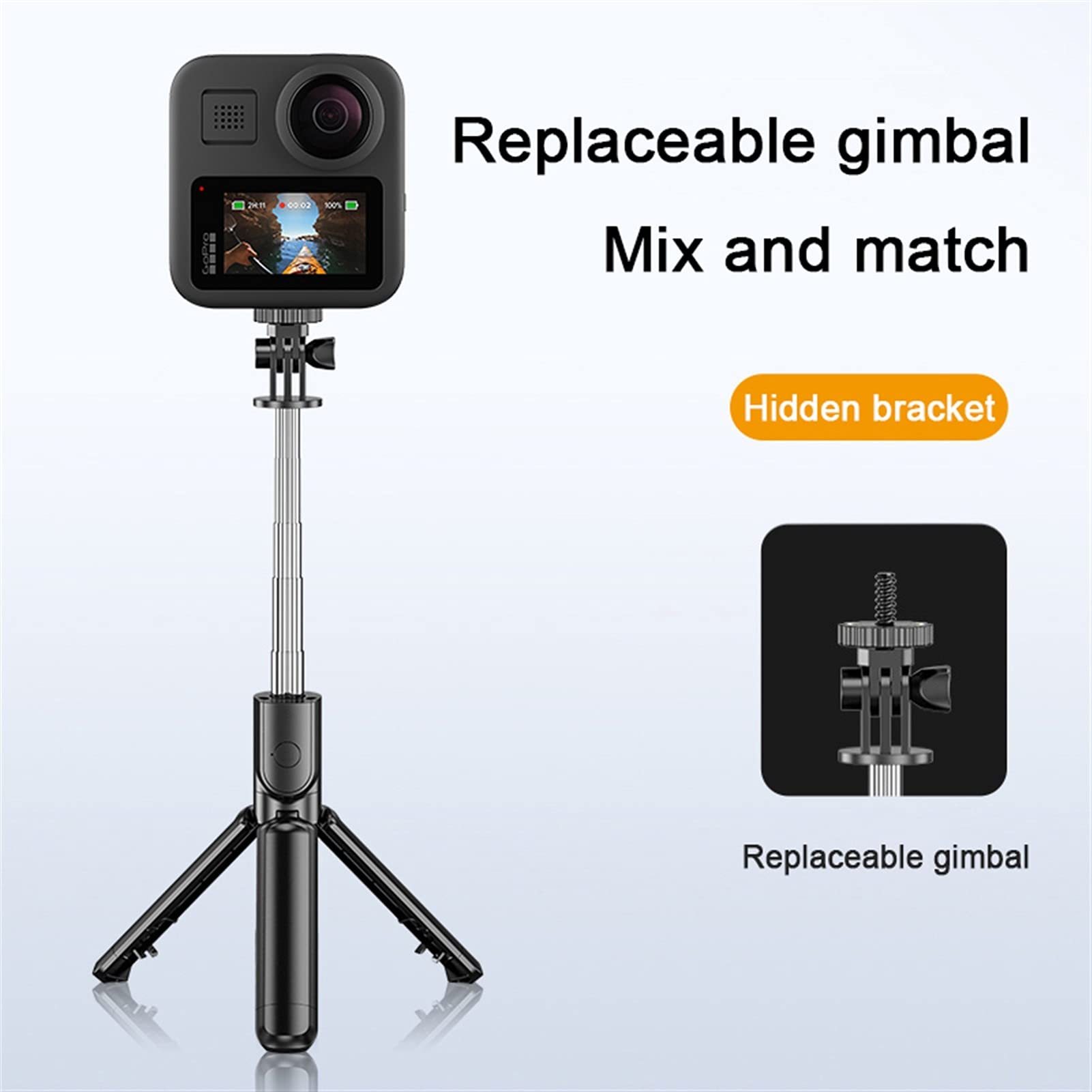 SCRUBY 3 In 1 Selfie Stick Telefono Regolabile Scrivania Treppiede Allungabile Monopiede Con Telecomando Bluetooth Per Smartphone Selfie Stick