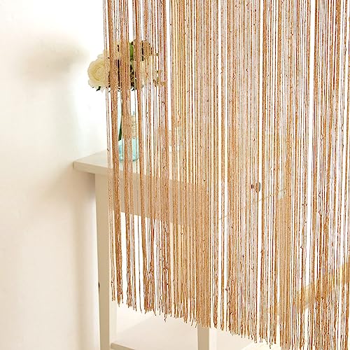 ひものれん 90×170cm ルーチェ ストリングカーテン 紐のれん 暖簾 ラメ キラキラ のれん 北欧 おしゃれ ロング 目隠し 間仕切り パステル ピンクゴールド