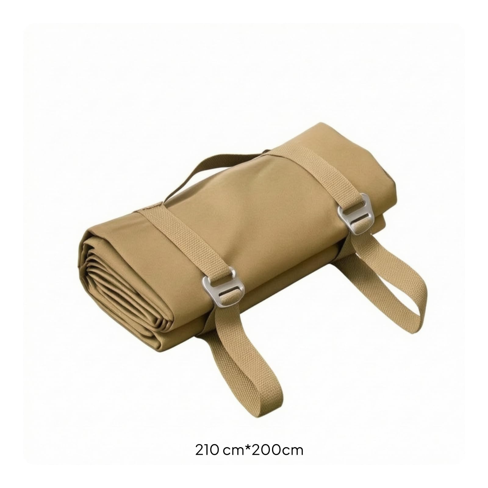 Picknickmatte mit Tragegriff feuchtigkeitsbeständig Picknickdecke mit Tragegriff rollbar Campingmatte Haltegurten für Outdoor-Begeisterte, Khaki, 200 210CM