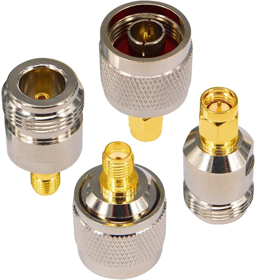 onelinkmore SMA to N Adapter Kit 4 Type RF Connectors N Male/Female to SMA Female/Male Wi-Fi Adaptor Connector