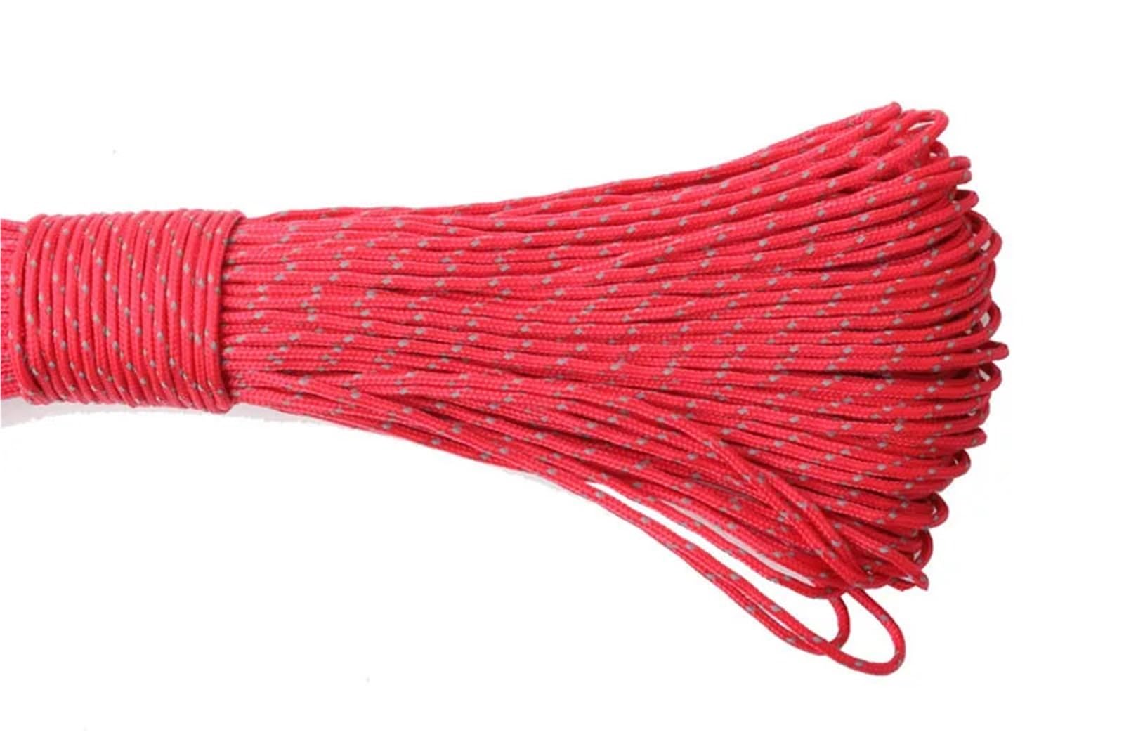 Paracord 2mm Reflective Paracord 3 Strand Core For Survival Parachute Cord Lanyard Camping(2mm red,15meters)