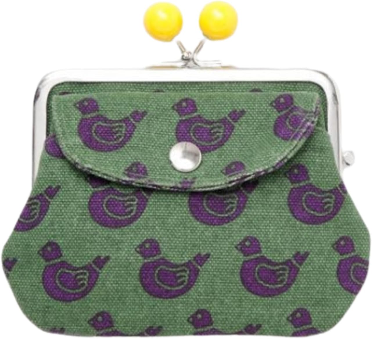 [倭物や Kaya] Retro Gamaguchi - Purse with Clasp/Japanese Retro Parent and Child Purse Partition JMP4303 PIGEON GREEN