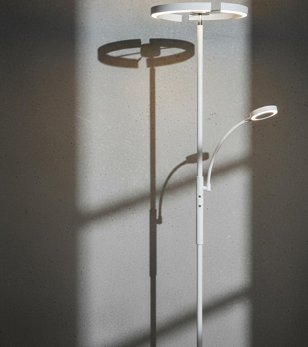 BEL AIR HOME - Lámpara de Pie de Salón IRIS - Led 20W+7W con Dimmer, 3000K 4000K 6500K, Diseño Moderno, Protección Ocular y Altura de 175.8cm (BLANCO)