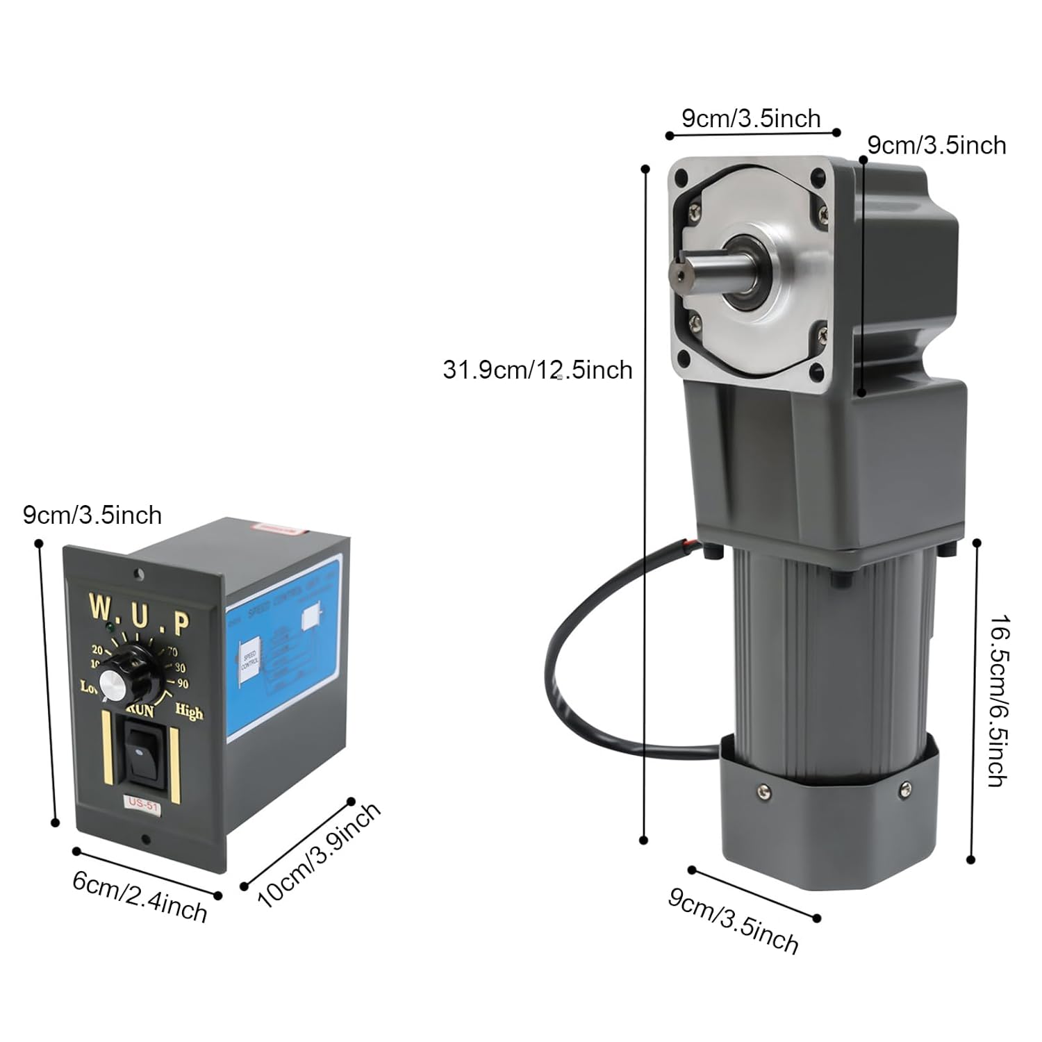 Electric Gear Motor with Speed Controller, 110V 120W 30K Single-Phase High Torque AC Gear Reducer Motor, 45 RPM Variable Speed Adjustable Governor, 90 Right Angle Output 20 NM