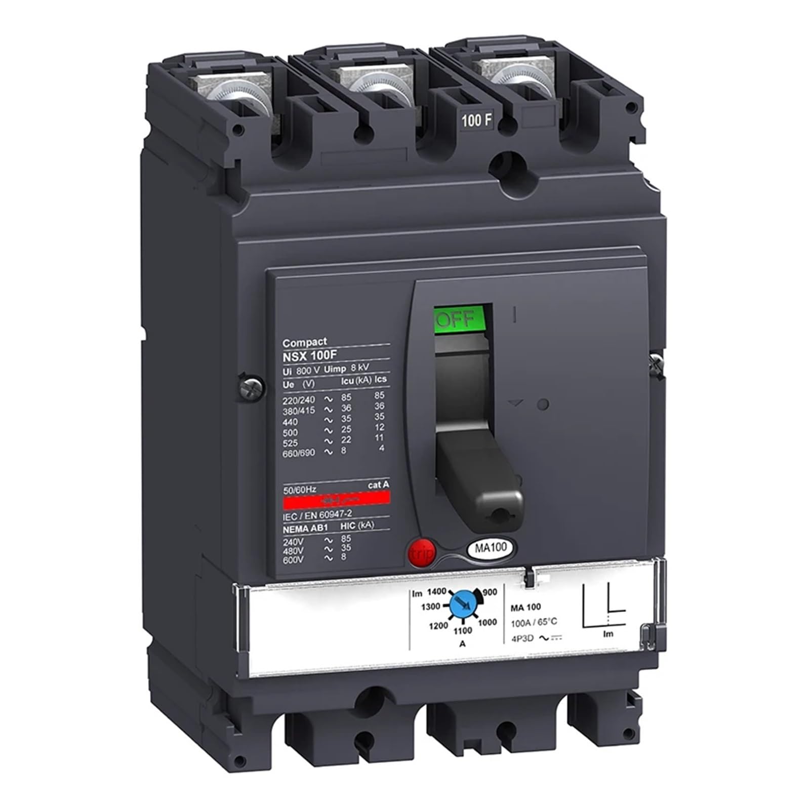 Disjoncteur boîtier moulé tripolaire NSX100F MA 12.5A 36kA TZUFA LV429743