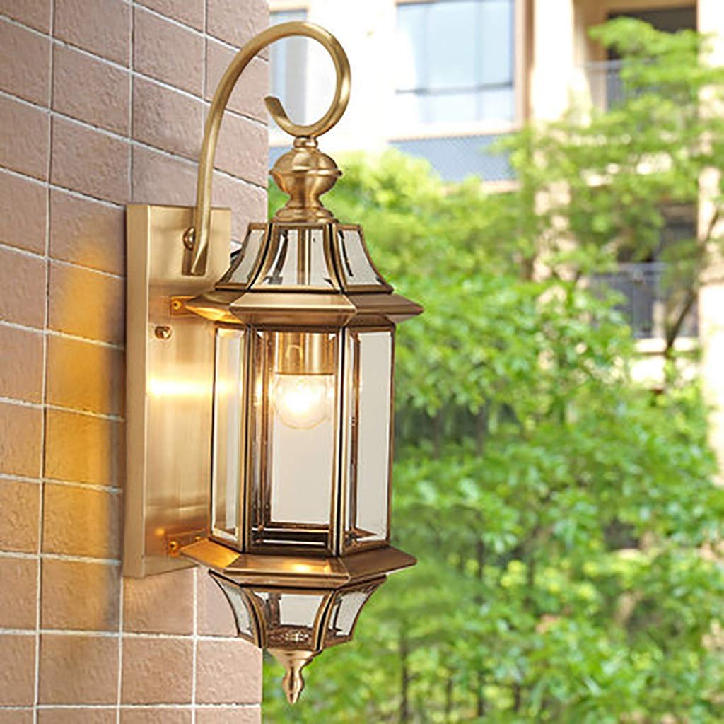 HynJGih All-Copper Restaurant Balcony Courtyard wall lamp Waterproof Outdoor wall lamp Cafe Aisle Foyer Lights(C)