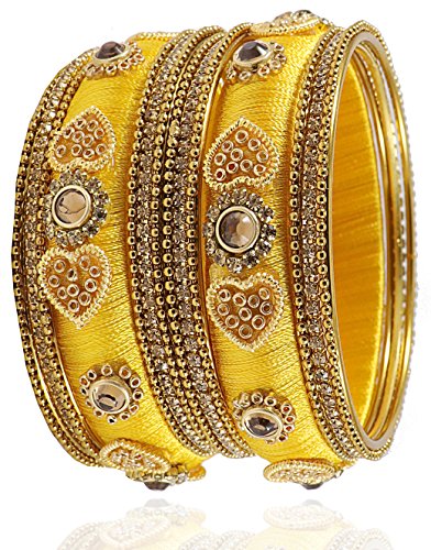 Image of NMII Get your traditions Valentine Gift for Girls & Women Silk Thread Bangle Set With Zircon For Womne & Girls
