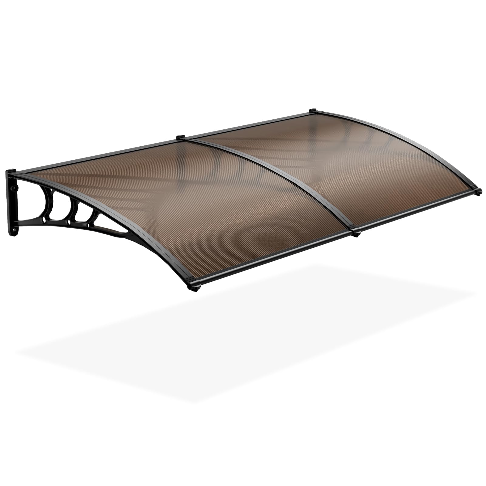 Warmiehomy Curved Door Canopy, Front Door Canopy Outdoor Waterproof, Porch Rain Canopy Awning for Window, Roof Cover, Patio, UV Protection, Brown, 190x100 cm