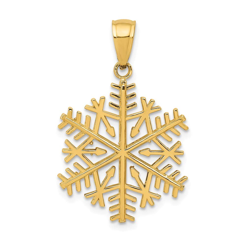 Black Bow Jewellery Company 14k Yellow Gold 3D Aspen Snowflake Pendant, 3/4 Inch
