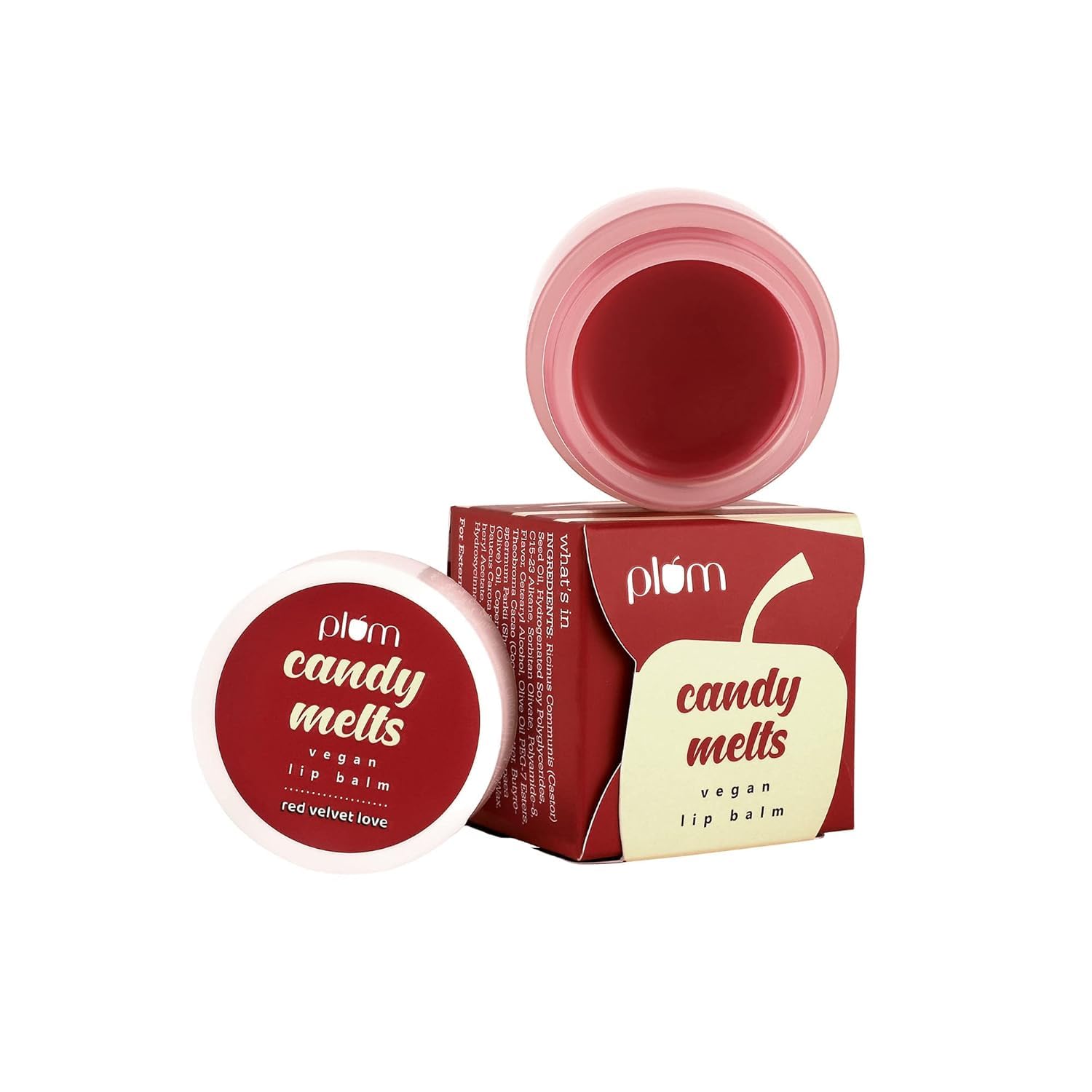 PlumLip Balm, Candy Melts Vegan Lip Balm | Red Velvet Love | With Natural UV Protection, Ultra Moisturization & Added Shine for Lips | 100% Cruelty Free