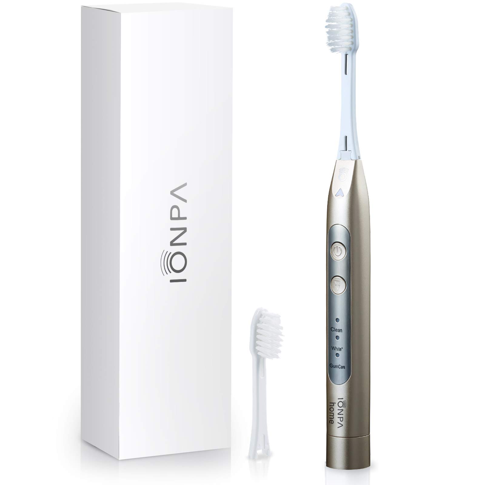 IONIC KISSIONPA DH Gold Home Ionic Power Electric Toothbrush Champagne Gold, Easy-to-use, Brushing Timer, 3 Modes, 2 Soft Extended Filament Brush Heads, Made in Japan You, hyG, DH-311CG