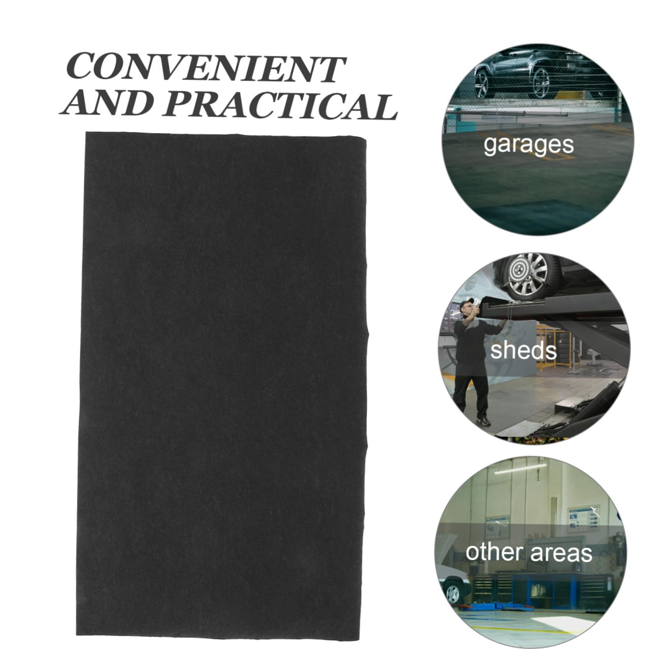 HOMSFOU Tapis de Sol pour Garage en Feutre Noir, Absorbant L’Eau et Anti-Huile, Antidérapant, Protection du Sol pour Garages et Abris