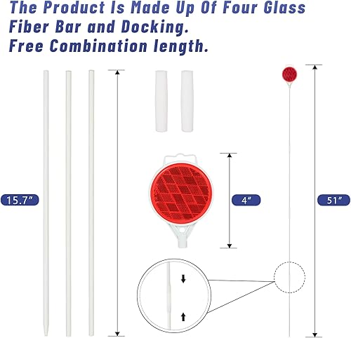 Miniatura 2 de Marcadores reflectantes para entrada, marcadores de quitanieves, reflector de doble cara de poste de fibra de vidrio de 51 pulgadas para entrada