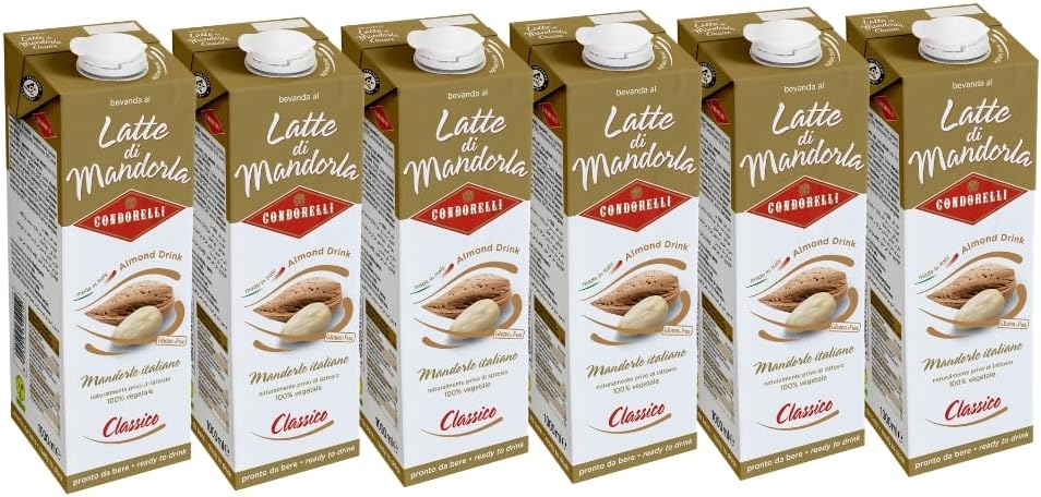 6x Condorelli Latte di mandorla 1l Almond Milk Drink Unsweetened