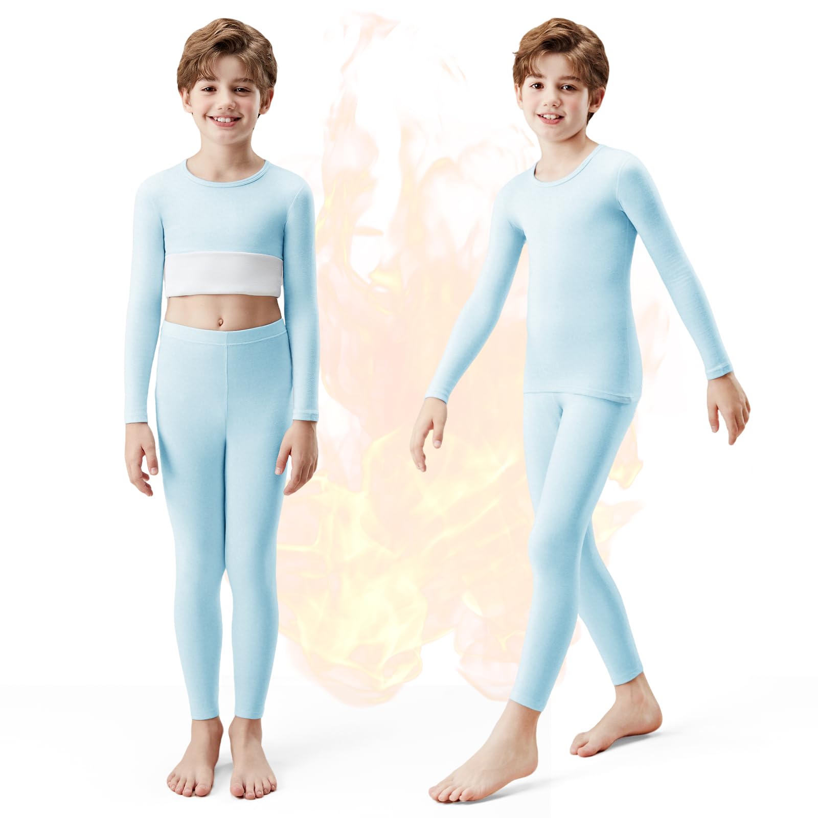 Conjunto Ropa Interior Térmica Niños Forro Polar 2 Piezas Capa Base Otoño Invierno Esquí 7-13 Años