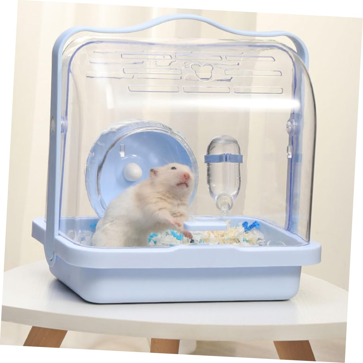 Tragbarer Kleintier Transportkäfig Hamsterkäfig Blau Kunststoff