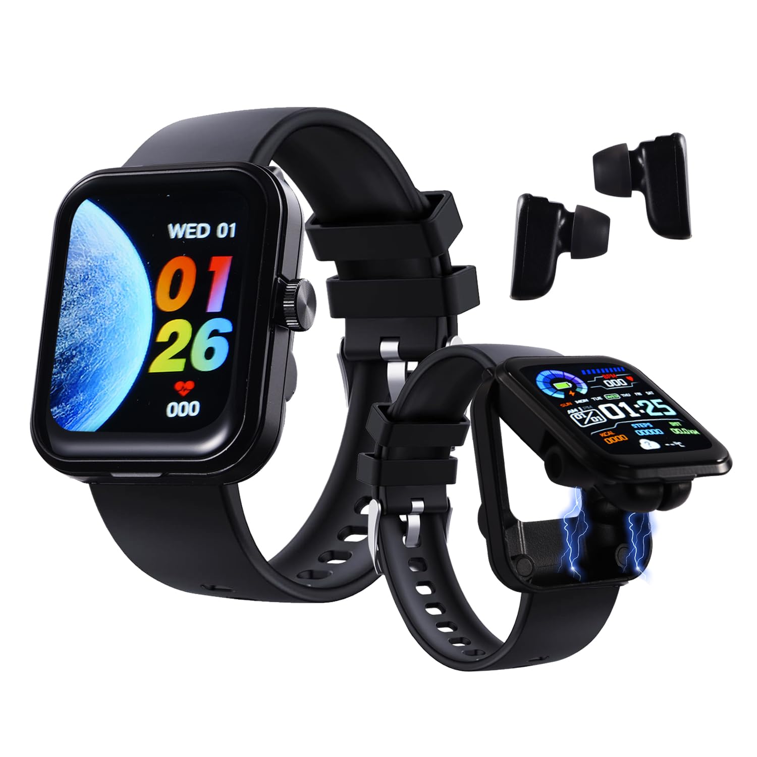 GETJOIN Smart Watches with Earbuds, 1.85" Fitness Tracker Smartwatch for iPhone/Android Compatible, Waterproof Watch Fitness Watches with Wireless Earbuds