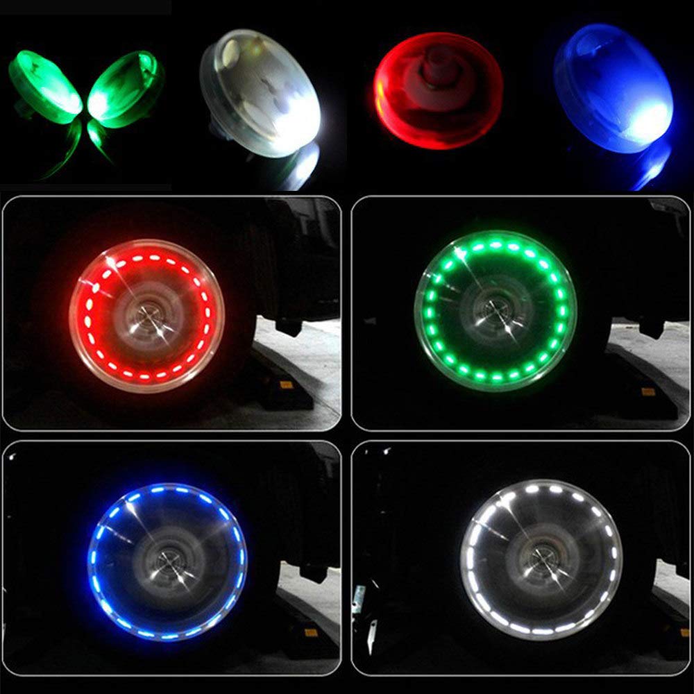 ZH-VBC Light up Your Tires, Car Wheel Tire Air Valve, Solar Cap Light with Motion Sensors, Colorful Led, Tire Light Gas Nozzle, for Car Accessories Decoration, 4Pcs