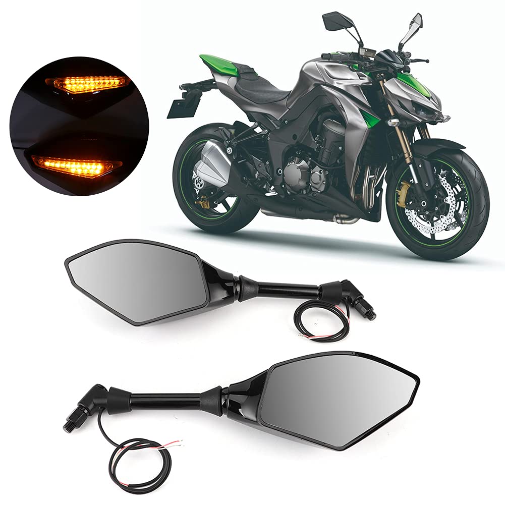 Motocyklowe kierunkowskazy LED Boczne lusterka wsteczne Para pasuje do Hondy - Montaż lusterka wstecznego z gwintem 10 mm 0,4 cala do motocykli Rowery i pojazdy elektryczne - (Czarny)