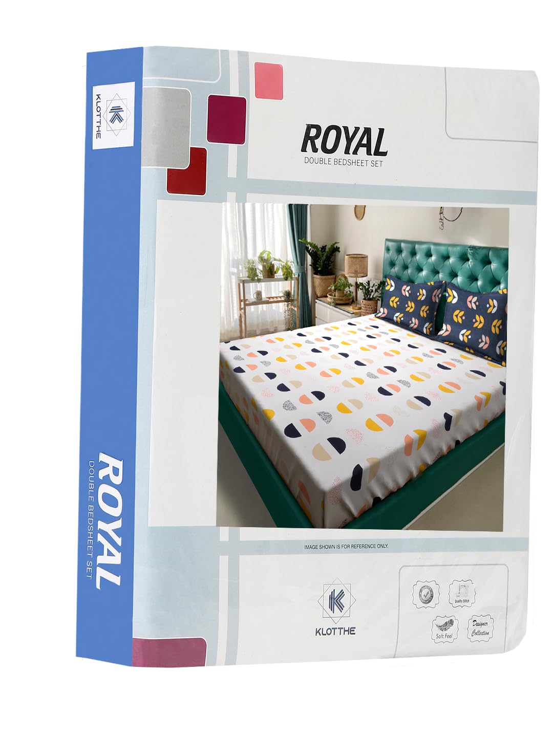 Klotthe White Geometric 300 TC Cotton Blend Double Bedsheet in Book Fold Packing 4