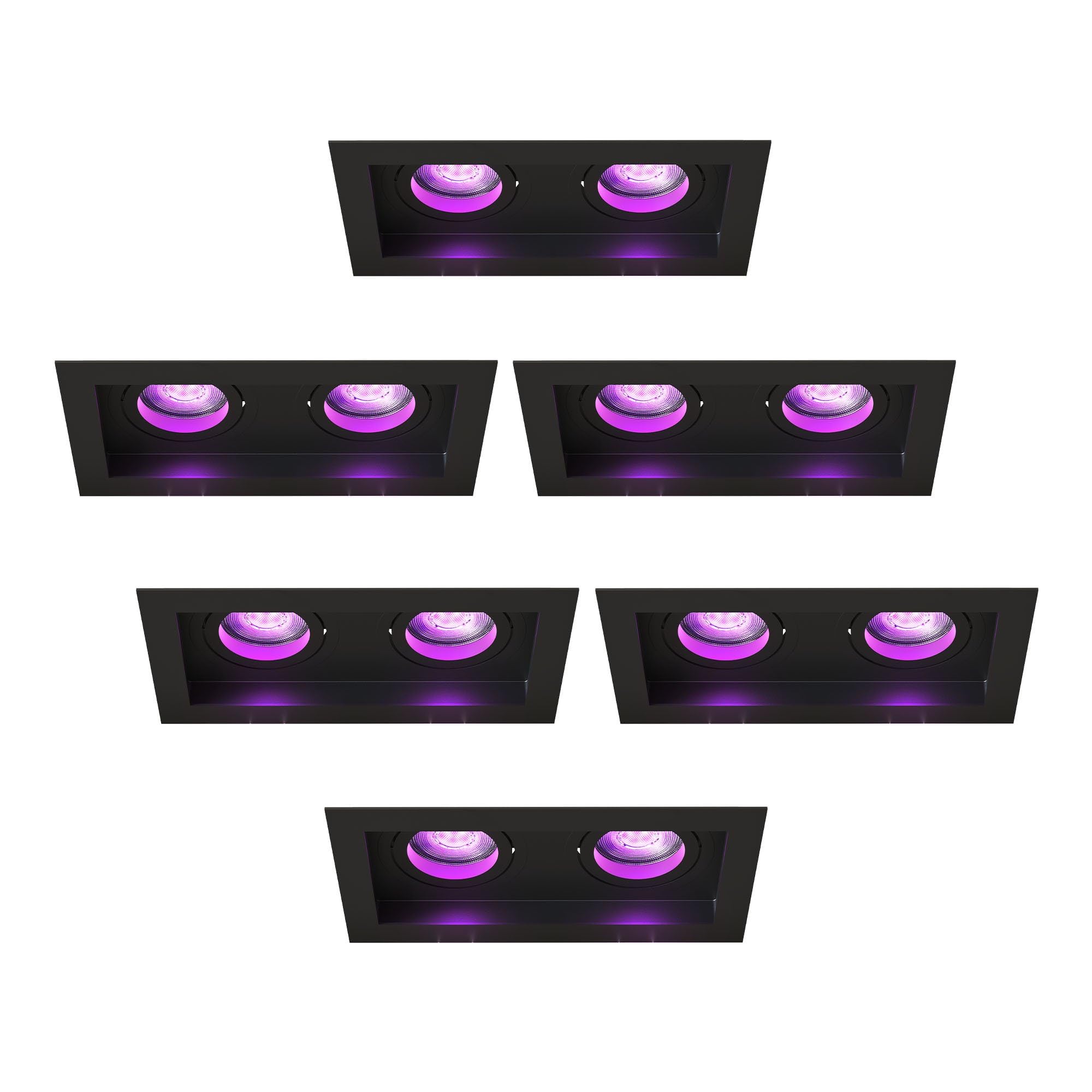 Ledvion 6er Set LED Einbaustrahler Schwarz 4.9W RGB CCT dimmbar | Einbaumass 185x100mm; Fuer trockene Innenraeume wie Wohnzimmer Kueche und Flur