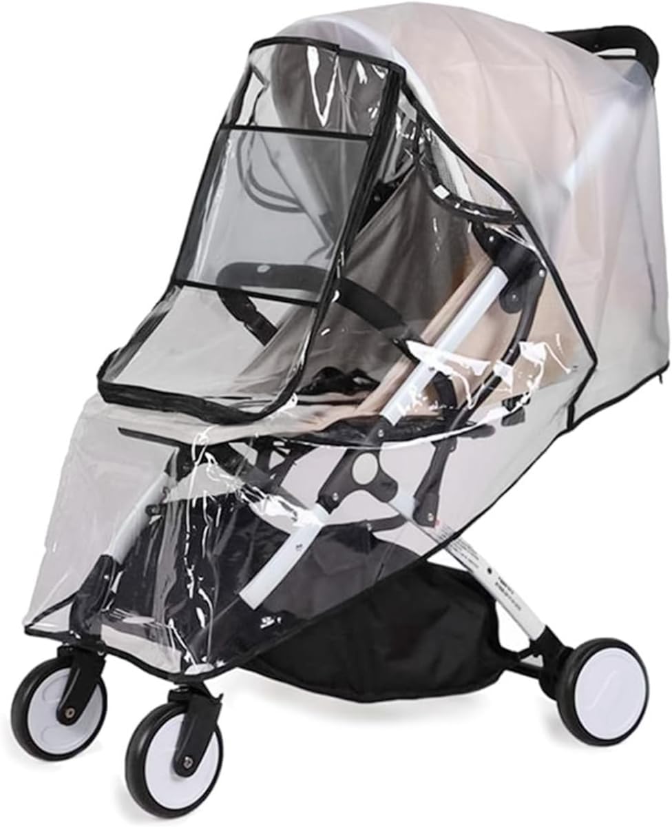 SNOWIE SOFT® Baby Stroller Rain Cover Universal Waterproof Windproof Rainproof Stroller Cover for Winter with Open Window, Baby Stroller Cover Protect from Sun Dust Snow, EVA Stroller Accessories