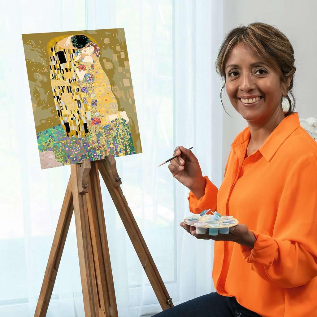 Ravensburger CreArt: Klimt Il bacio – Dipingere con i Numeri Adulti, Attività Creativa e Rilassante, Kit Pittura con Pennello e Colori Inclusi, 30 x 40 cm, Idee Regalo