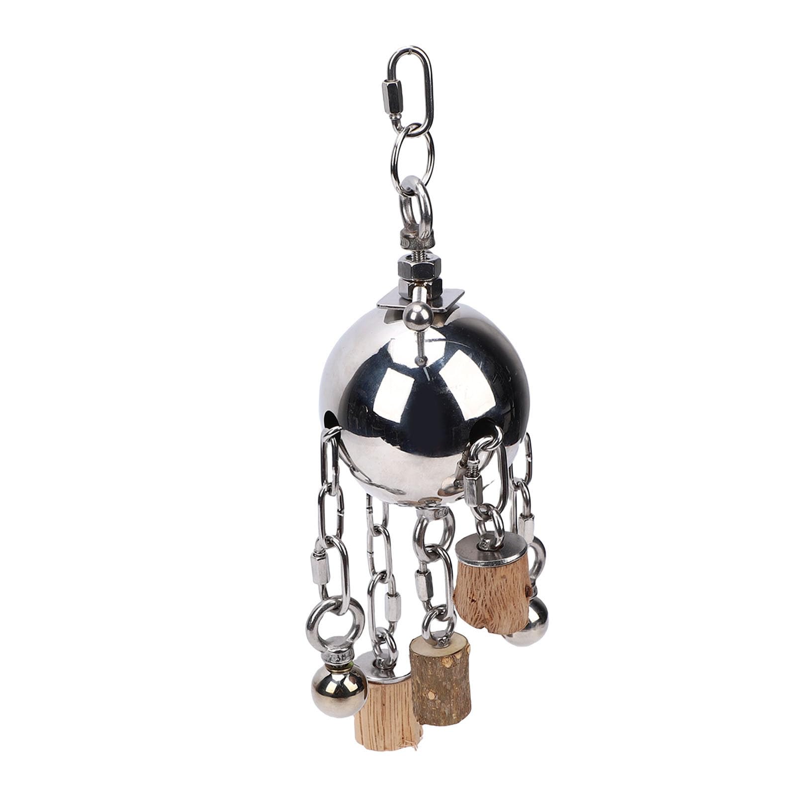 Jouet à Grande Cloche en Acier Inoxydable pour Perroquets, Jouet à Mâcher Durable à Suspendre pour Soulager Le Stress et Enrichir la Cage, adapté aux Perroquets de Taille Moyenne à Grande.