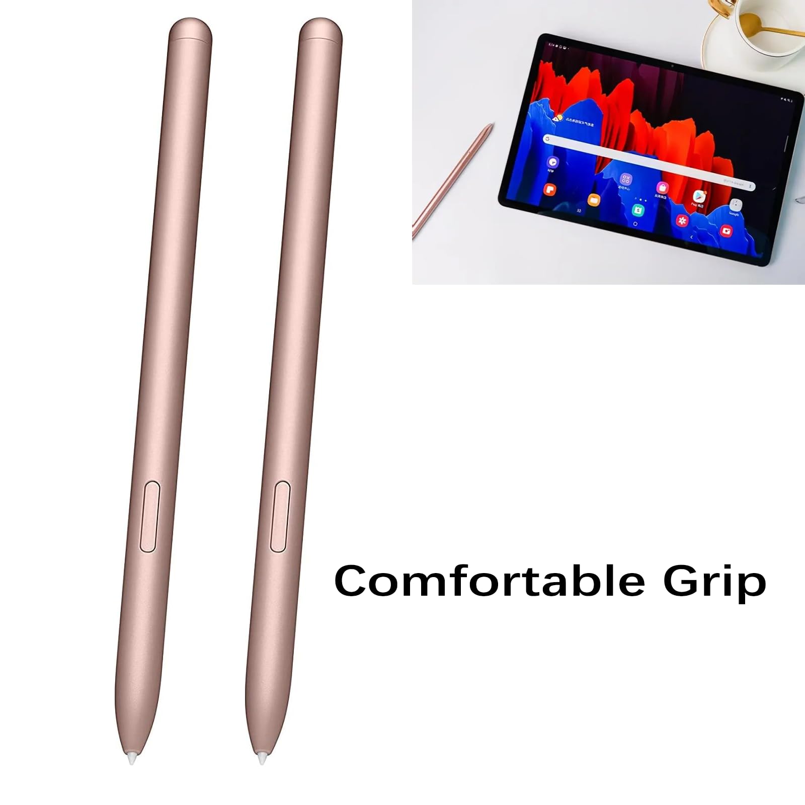 2 unidades Galaxy Tab S7 lápiz capacitivo de repuesto para Samsung S7 Pen EJ-PT870 para Samsung Galaxy Tab S7 / S7+ lápiz capacitivo de repuesto + puntas / plumas (bronce místico)