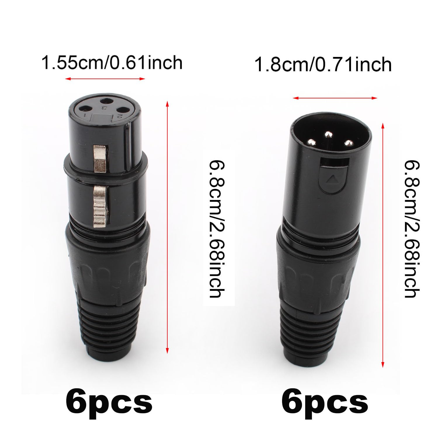 RUNCCI-YUN 12 Pièces Connecteur XLR 3 Broches à Souder - Prise de Câble Micro Audio Microphone avec Connecteurs Mâle/Femelle (6 Mâles et 6 Femelles)