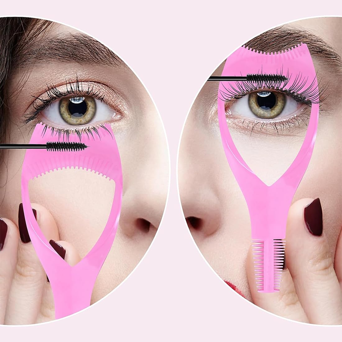 2 Pièces 3 En 1 Maquillage Cils, Mascara Guide Applicateur, Outil Supérieur Inférieur, Peigne Cosmétique, Silicone pour Mascara