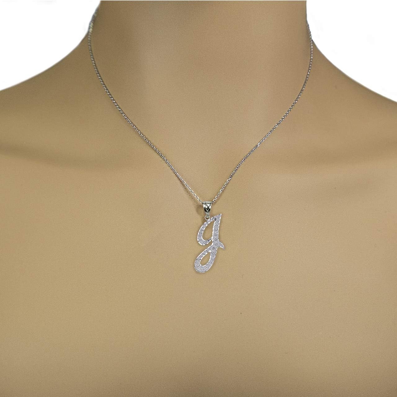 Claddagh Gold Personalized 925 Sterling Silver Script Initial Letters A-Z Pendant Necklace