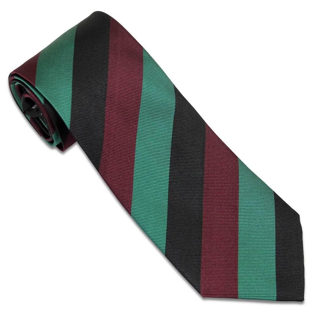 The Regimental Shop Men's Black/Red/Green Queen's Lancashire Regit Silk Regital Tie