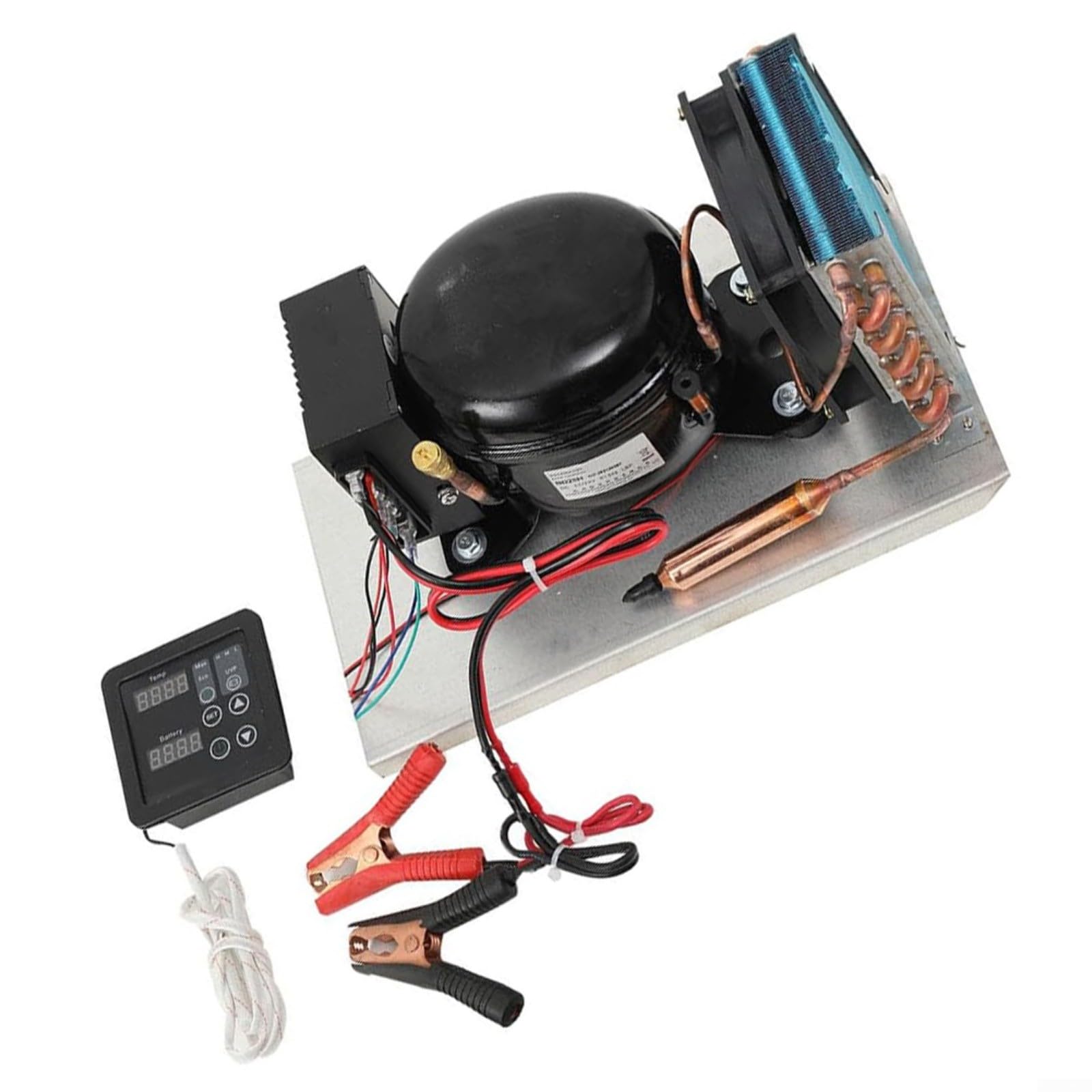 BD25HC DC 12-24V Refrigerador compresor, unidad refrigerada por aire lista para energía solar con controlador, motor silencioso para aplicaciones marinas para automóviles