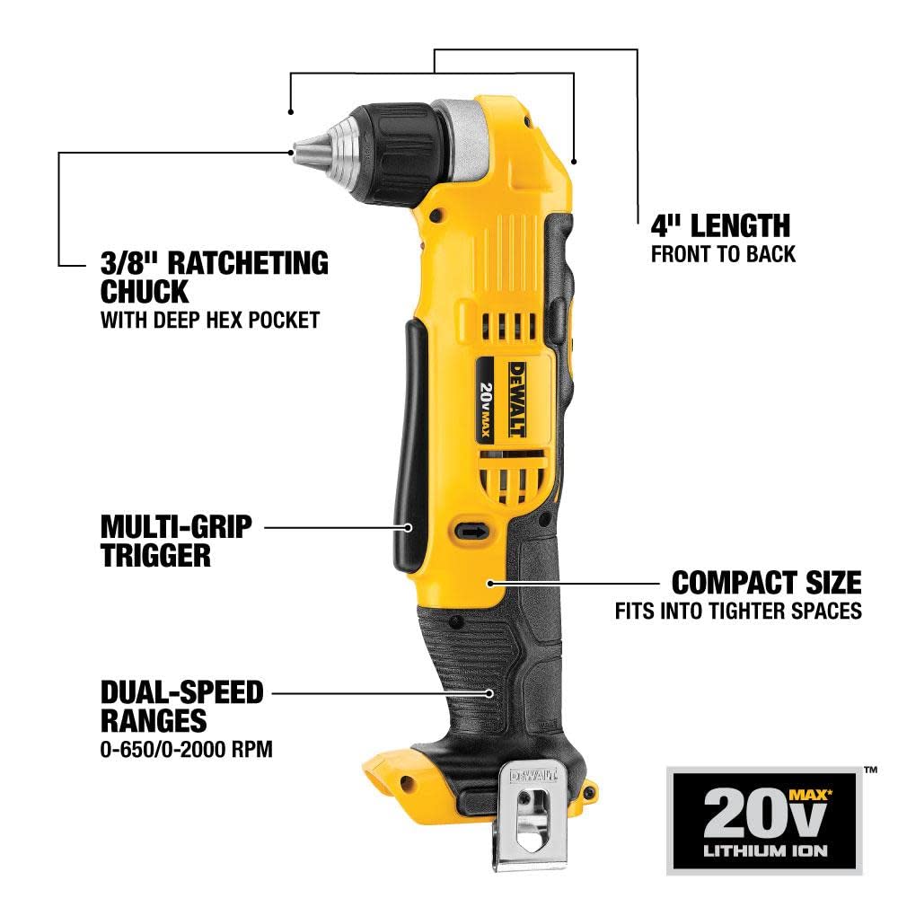 DEWALT DCD740C1QW 20V MAX Right Angle Cordless