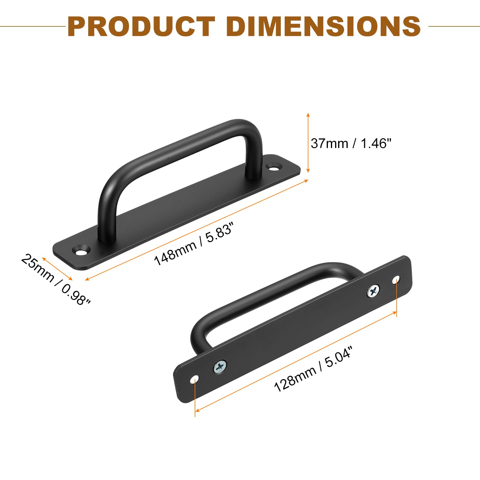 LOUZAGO 2 Pcs Barn Door Handles, 5 Inch/128mm Hole Center Gold Gate Pull Handle