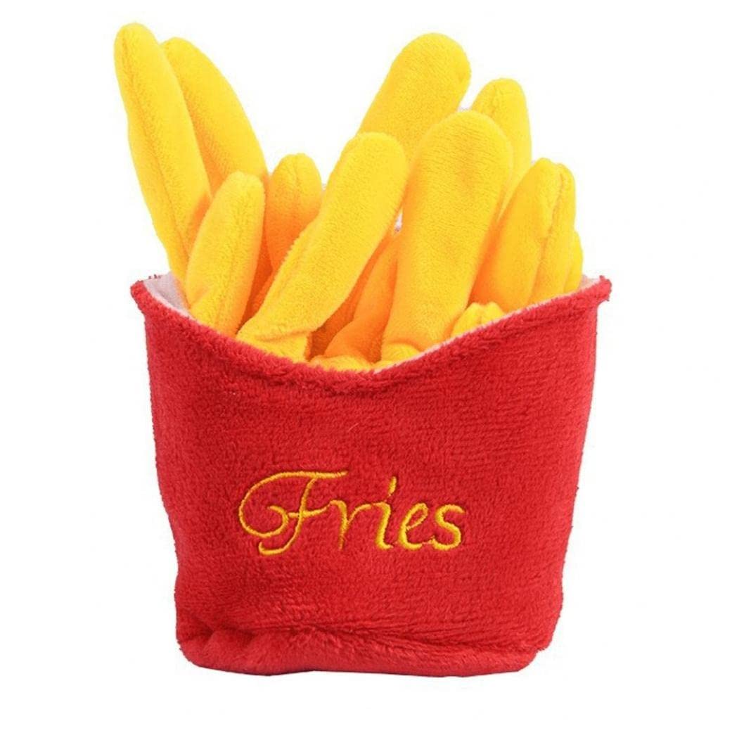 Squeaky Plush Dog Toys Durable Puppy Teething Toys Interactive Dog Chew Toys Safe Soft Plush Stuffed French Fries Shaped Pet Toys