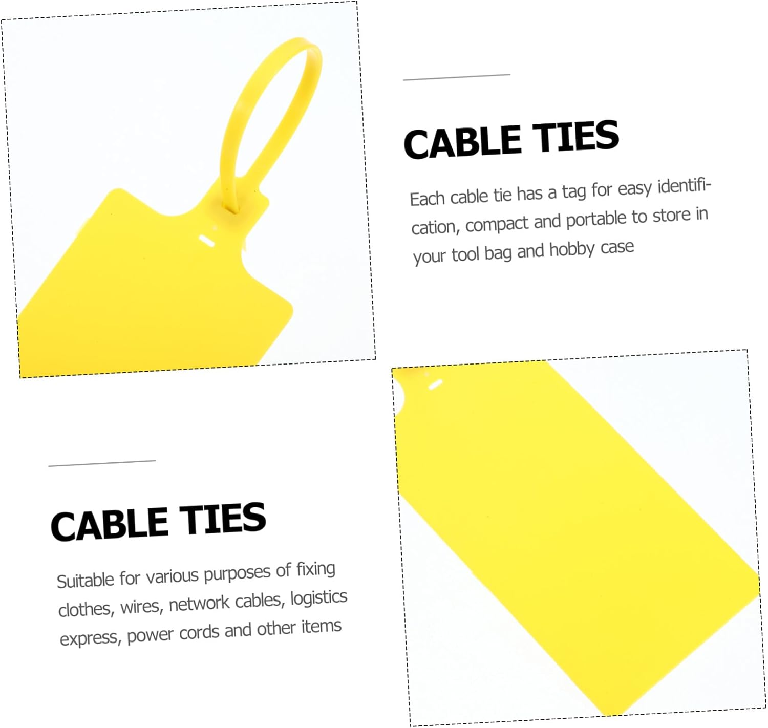 VALICLUD 100pcs Yellow Plastic Shipping Labels Cable Tags 5.8x100mm Sturdy Luggage Labeling Tags for Logistics and Industrial Packaging